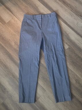 LOFT The Perfect Straight Curvy Blue & White Office Career Pants Sz 8 Tall
